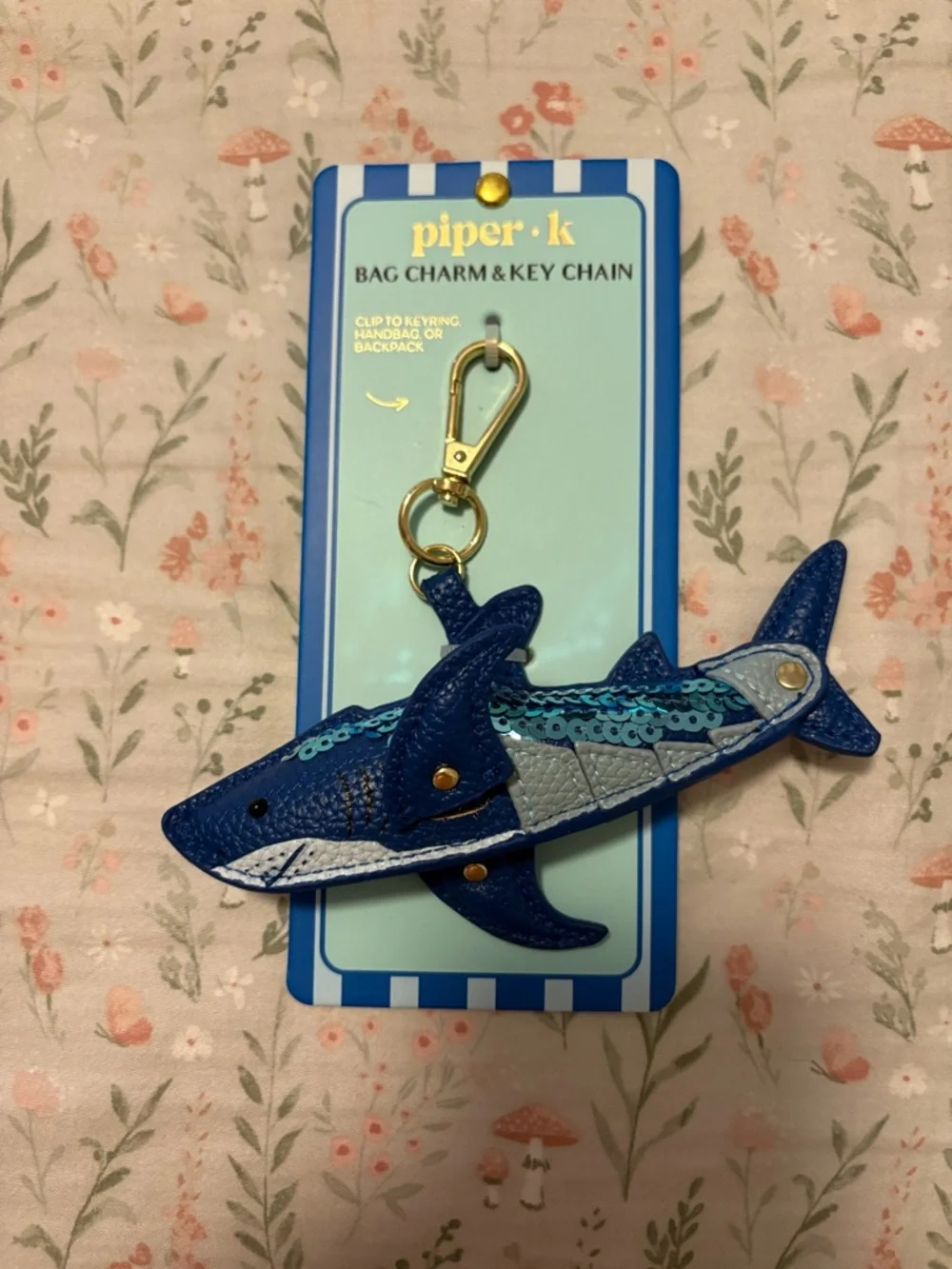 piper·k Blue Shark Bag Charm & Key Chain - Picture 1 of 2